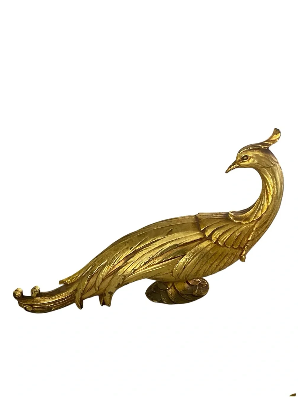 Vintage Syroco Gilt Gold Peacock Wooden Figurines Set of 2